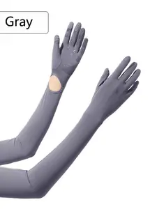 Full Finger Sunscreen Arm Sleeves, Lightweight UV Blocking Gloves, Long Ice Silk Sun Gloves for Outdoor Use, Driving & Cycling