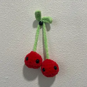 Hand crocheted red cherry hanger