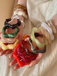 Acrylic Irregular Flower Pattern Open Bracelet, Stackable Bracelets, Unique Design Jewelry Accessory, Stylish Handmade Gift Idea for Women & Girls