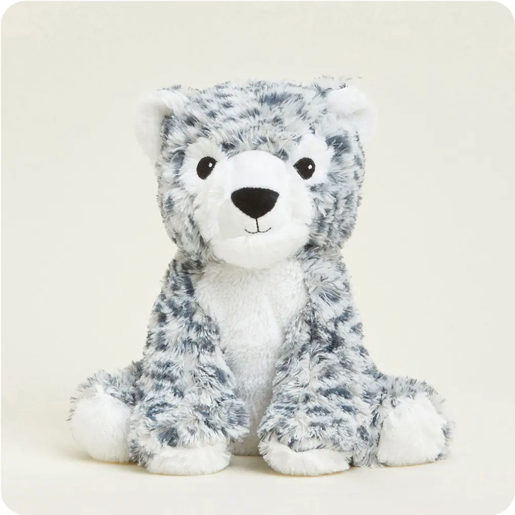 SNOW LEOPARD Cozy Plush Heatable Lavender Scented Stuffed Animal