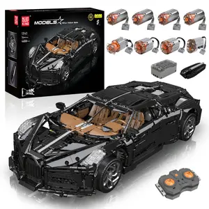 Mould King 13163 Black Lacquer Racing Super Car Remote Control Model Building Block Toy MOC 4688 Pcs Durable