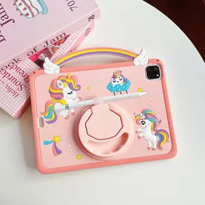 Unicorn Pattern Tablet Case with Pen Holder, Adjustable Tablet Stand, 360 Degree Rotatable Tablet Protective Cover, Tablet Accessories Compatible with iPad