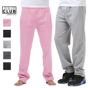 PROCLUB Men's Comfort Fleece Sweatpants PRO CLUB 2 Pockets Pants Casual Fit with Drawstrings Jogger Pants Hip Hop Harem Premium Cotton Fleece Black Gray