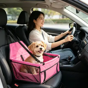 Foldable Dog Car Seat, Waterproof Breathable Oxford Travel Bag, Suitable for Small Dogs, Puppies, 4 Colors Available