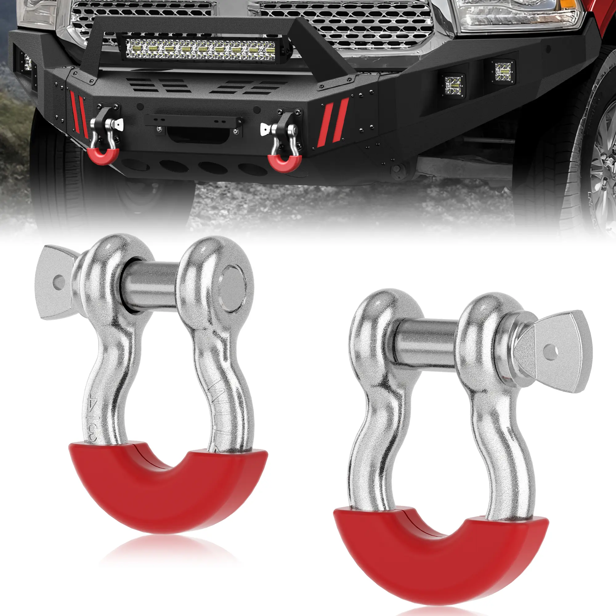 POFENZE 2-Pack 3/4" D-Ring Shackles, Heavy-Duty Off-Road Recovery Shackles for Tow Straps, Winching, Jeep Trucks, Pickup Vehicles, D-Ring Hook, Off-Road Pull sohochic