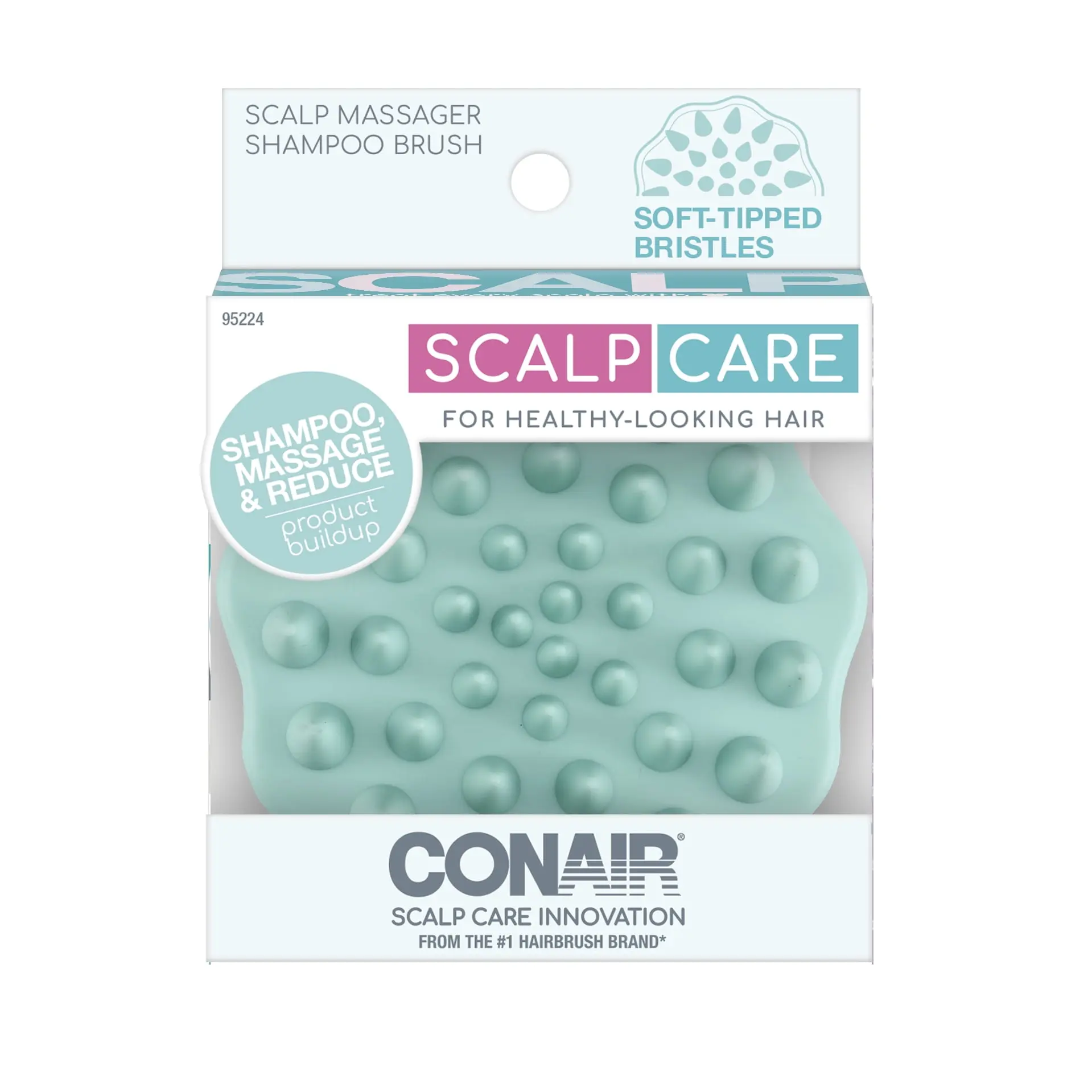 Conair Handheld Scalp Massager Shampoo Brush for Body Care, Reduces Buildup, Lightweight and Portable, Ideal for Daily Use