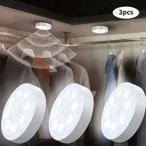 3pcs Motion Sensor Closet Lights,Rechargeable LED Night Light with Motion Sensor, Magnetic Installation, Warm, Ideal for Living Room, Bedroom, Closet, Hallway, Indoor Lighting