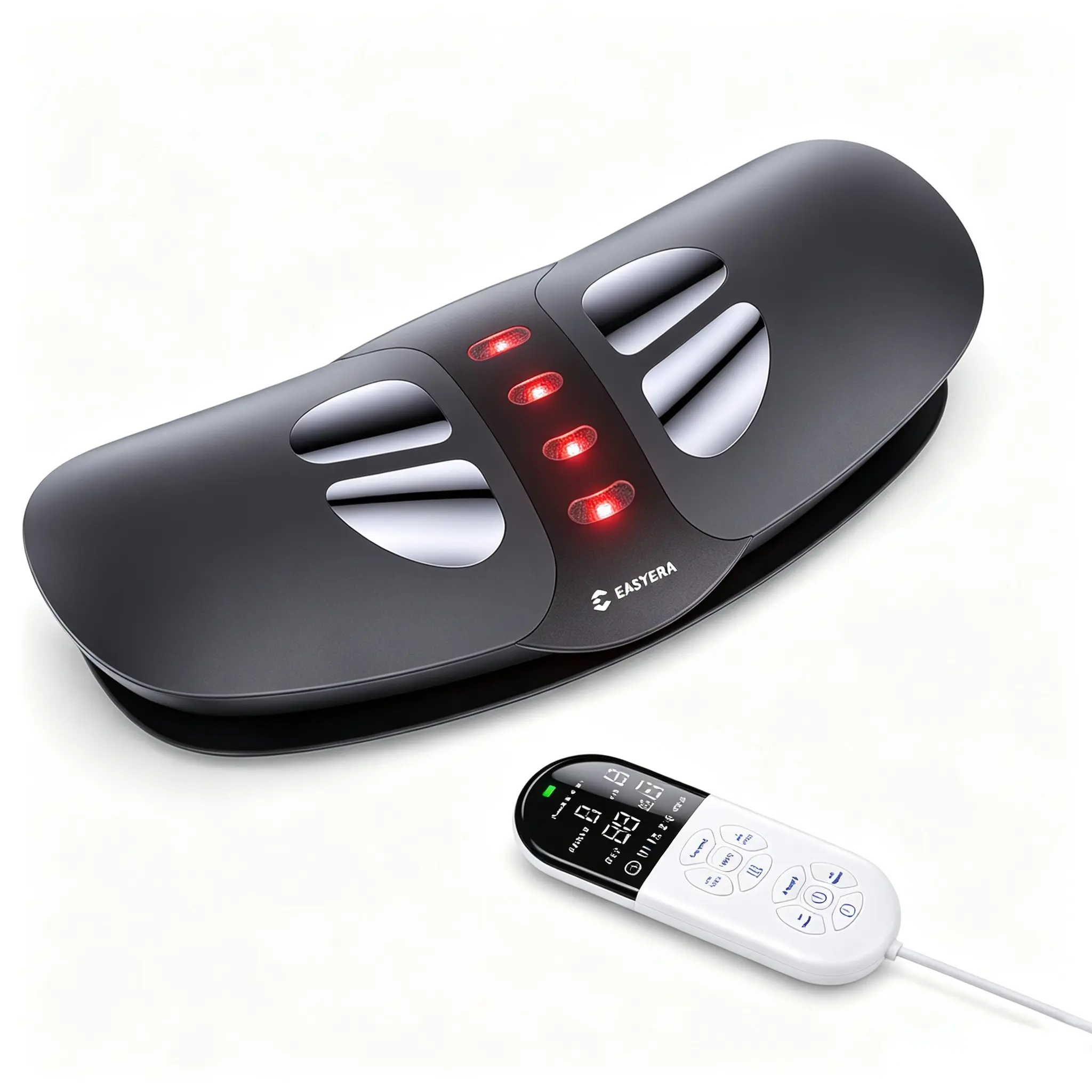 EASYERA Lumbar Massager with Airbag Traction, Electric Back Stretcher, 5 Heat Levels, 3 Vibration Modes & 16 Pulse Intensities for Daily Back Comfort