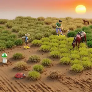 32 Piece Train Landscape Building Model Military Sandbox Handmade DIY Miniature Scene Accessories Static Grass Decorations