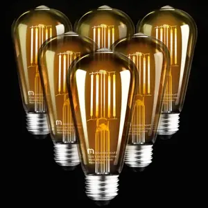 MASTERY MART Dimmable Vintage E26 LED Light Bulb,  5.5W 60W Equivalent, Glass ST19 Antique Edison Style, 400 LM, Decorative Filament Bulb, UL and Energy Star