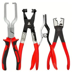 4pcs Professional Hose Clamp Pliers Set - Automotive Fuel Line Disconnect and Removal Tool Kit Ergonomic Handles Hand Tools