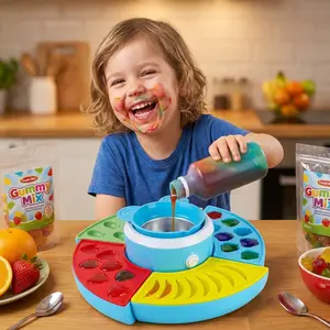 Gummy Candy Making Kit for Kids & Adults - 4 Mold Shapes, Heating Base – Gummy Bear, Candy Lab Machine Maker – Unique Fun Gifts for Kids Ages 6+ Years Old Girl & Boys, DIY Science Crafts Kits
