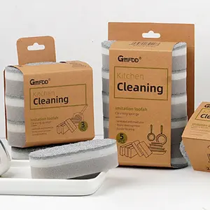 5pc reusable sponge scouring pad, double-sided thickened magic wipe, kitchen housework, bathroom cleaning, car cleaning, wall cleaning sponge wipe