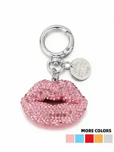 Silver Color Lip Design Handmade Rhinestone Pendant, Minimalist Style for Women & Kids, Perfect Gift for Mother's Day & Day, Versatile Usage, Keychain, Keychain for Bags, Stylish Keychain, Trendy Cute Keychain