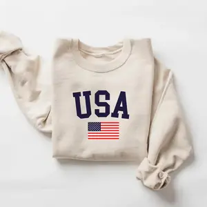 This USA flag sweatshirt is a retro patriotic American  combining classic style, comfort, and national pride for everyday casual wear.