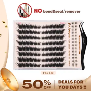 Focipeysa Fox Lash Clusters | LC Curl Fox Eye Lash Clusters | Natural, Wispy, Ultra-Dense | Beginner-friendly,  Get Flawless Salon Extensions at Home| Lash Kit with Bond and Seal, Complements All Makeup Looks