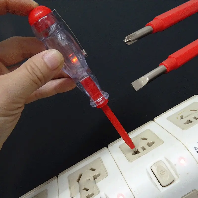 Electrician's Test Pen, Cross One-word Dual-purpose Insulated Screwdriver, Household Small Electrical Appliance Repair Tool, Voltage Tester, Voltage Check Tool