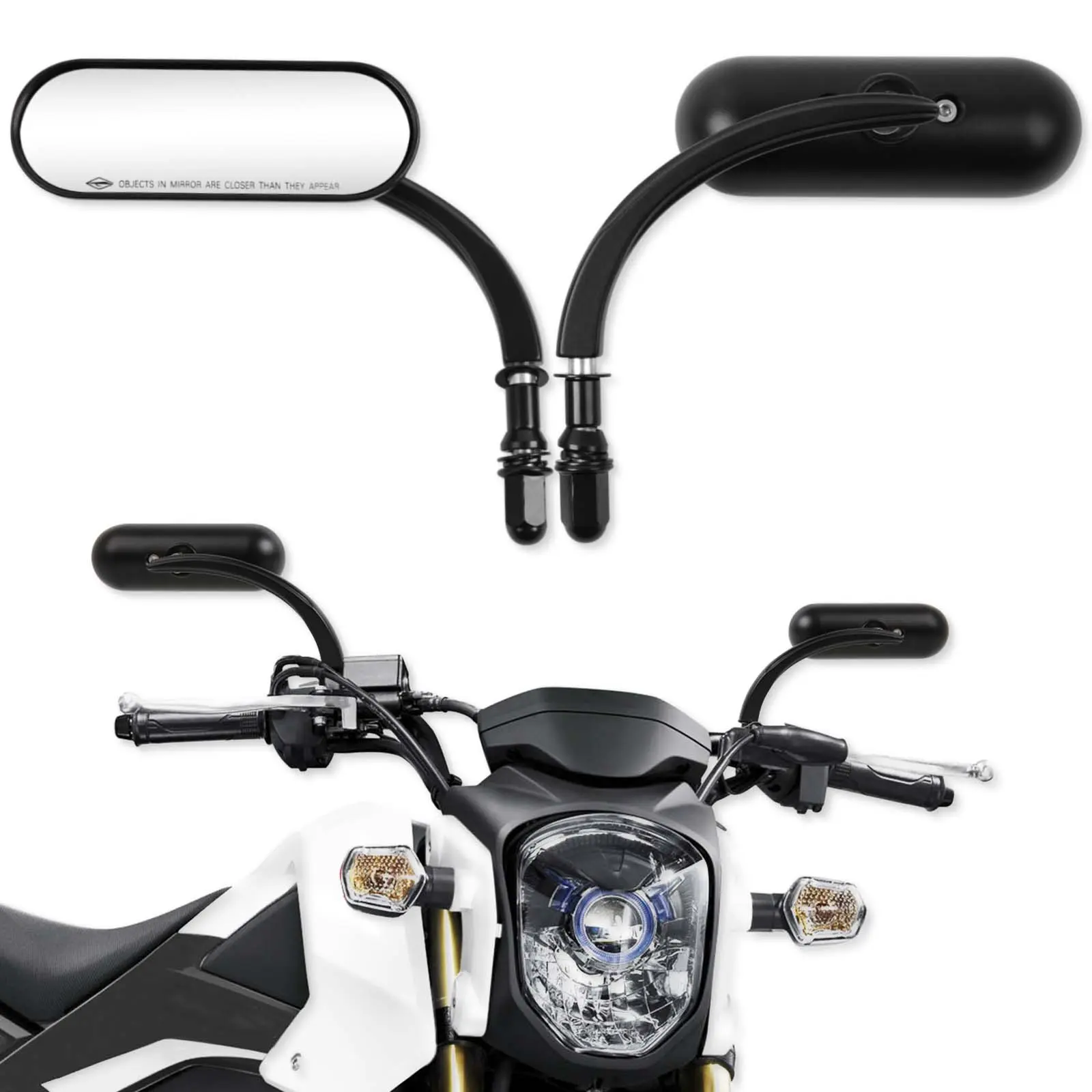 DREAMIZER 8mm 10mm Motorcycle Oval Rearview Mirrors Compatible with Harley Road King Road Glide Softail Dyna Softail Sportster Touring Kawasaki Suzuki Chopper