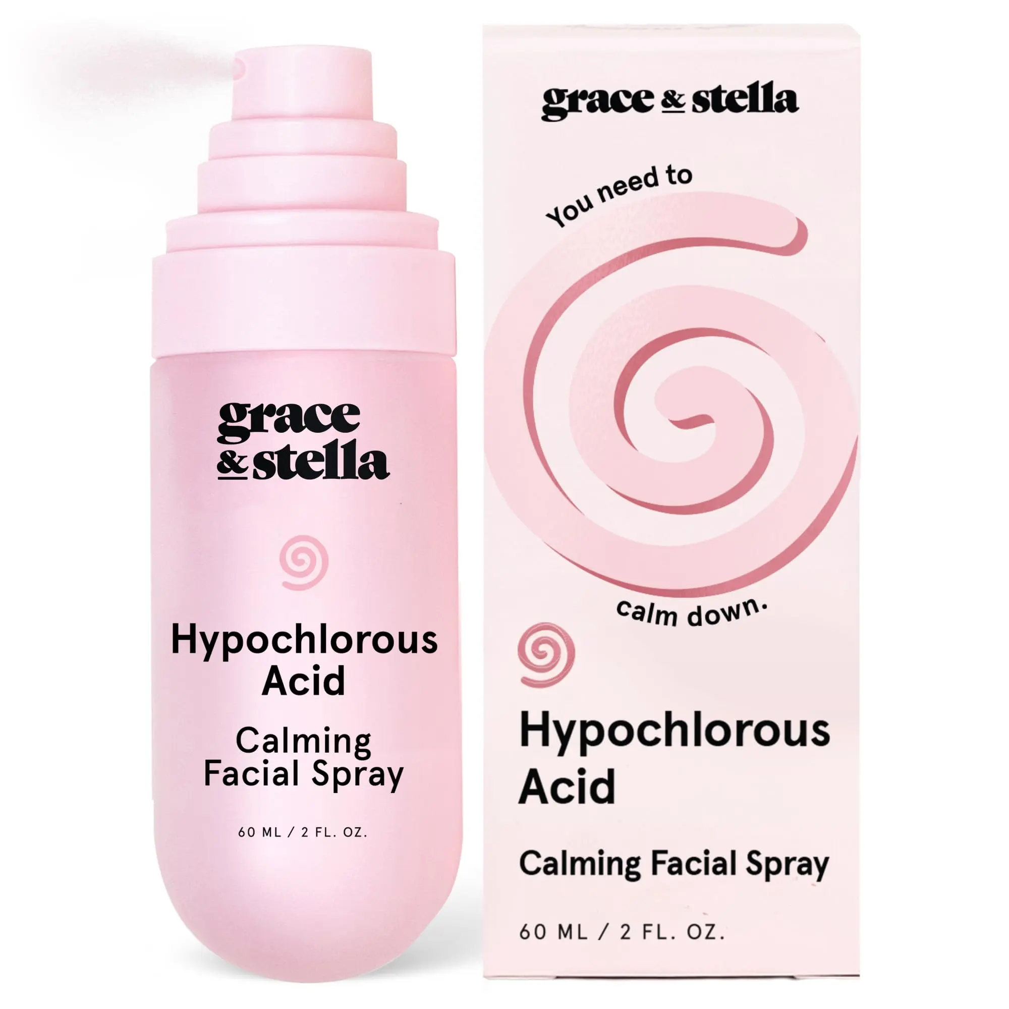 Hypochlorous Acid Spray – Face & Body Acne Spray Gentle Mist to Calm Redness & Flare-Ups, Back Acne Soothing Facial Mist for Sensitive Skin Travel Size 60ml by grace & stella