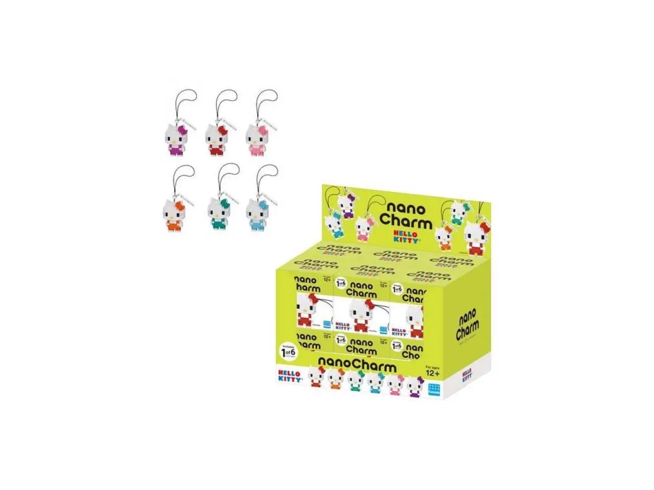 Nanoblock Sanrio nanoCharm Hello Kitty Colors Blind Box Display (Box of 12)