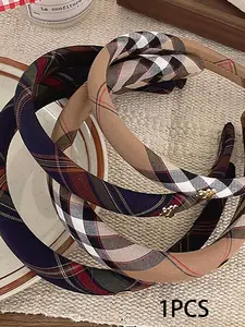 British Style Striped Plaid Fashion Hair Accessories Thicked Sponge Head Bands Chic Headbands European Classic Grid Frabic Daily Headwrap Scrunchies