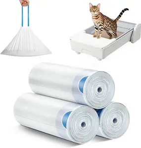 Meowant Self-Cleaning Litterbox Liners for MW-SC03 Trays, 60PCS Heavy-Duty Drawstring Trash Bags (3 Rolls, 20 Bags/Roll), Extra-Thick Leakproof Sturdy Pet Supplies (58x25cm) for Cat Lovers