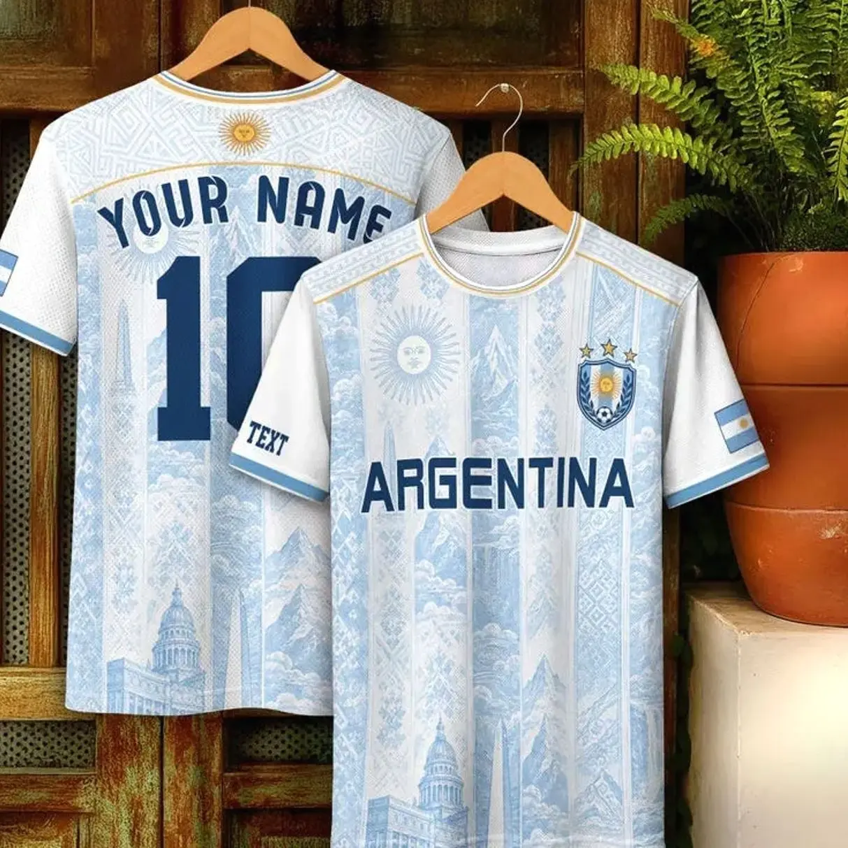 Custom Argentina Soccer Jersey 2026, Personalized Name And Number Sports Shirt, Breathable Quick-Dry Fan Gear For Match Day