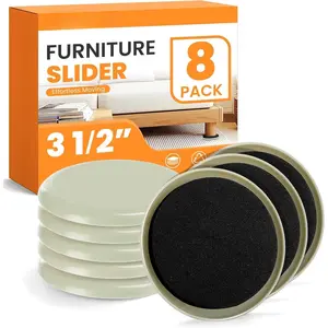Furniture Sliders for Carpet 8 count, Heavy Duty Furniture Movers Pads 3 1/2", Chair  Floor Protectors,  Furniture Moving Sliders for Easy Glide