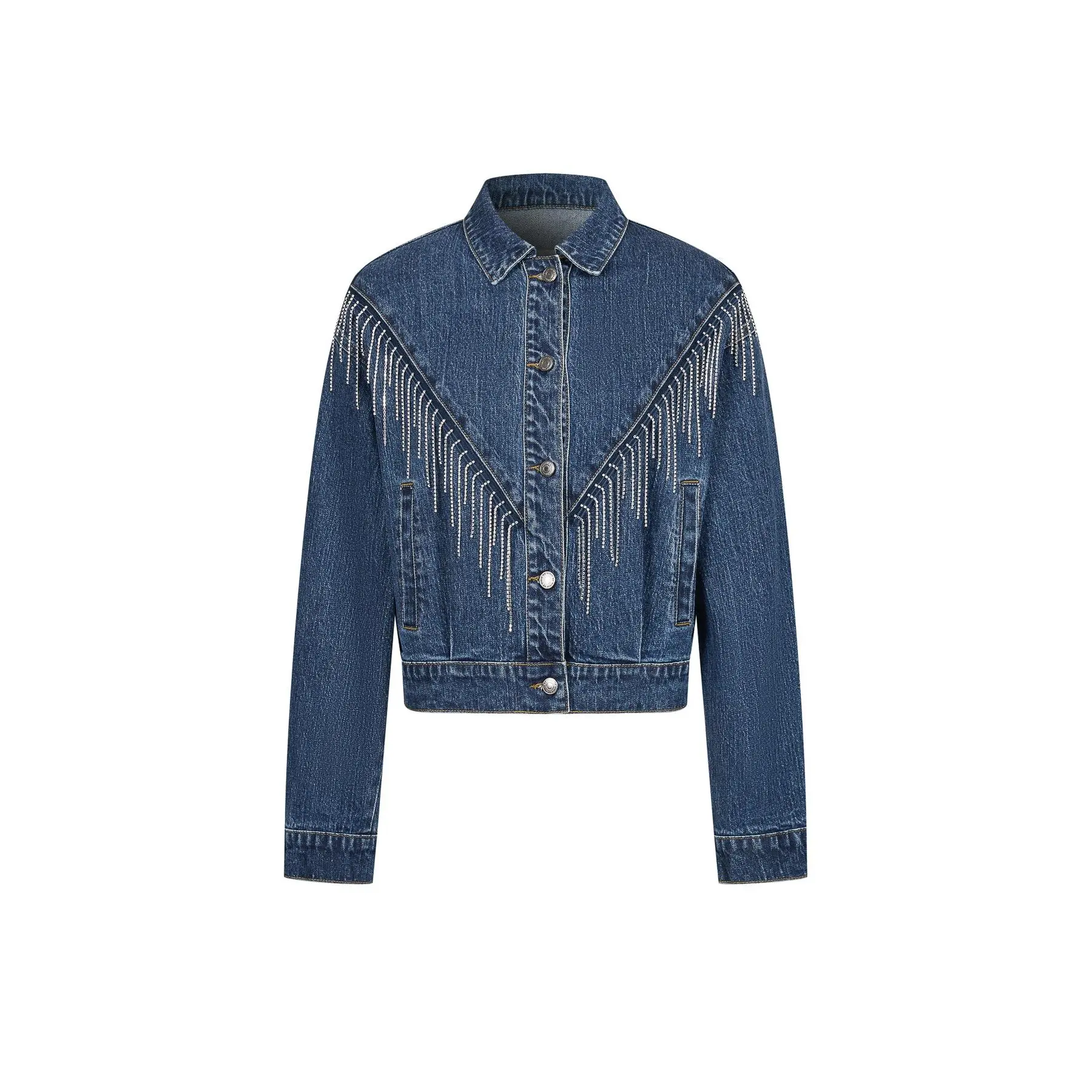 Embellished Fringe Detail Denim Jacket