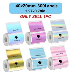(Not compatible with NIIMBOT machines) 1 roll of 40x20mm thermal label printing film, suitable as birthday and Christmas gift stickers, Sticker Paper, compatible with phomemo M110/M120/M221/P50 and other label machines