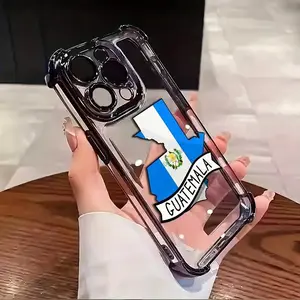Guatemala Flag Pattern Blue and White Creative Design, Suitable for Aesthetic Electroplated TPU Protective Case, Compatible with iPhone 17 16 15 14 13 12 11 X XS PRO PLUS MAX AIR L1688 Four-Corner Shockproof Transparent Casual Soft Phone Case