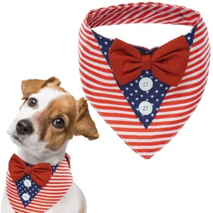 FUAMEY Dog Tuxedo American Flag for Medium Dogs,Dog Formal Suit Dogs Attire Pet Bow Tie Puppy Party Costumes Cat Tux Outfits Pets Bandana Cosplay Adjustable Bowties 4th of July Independence Day