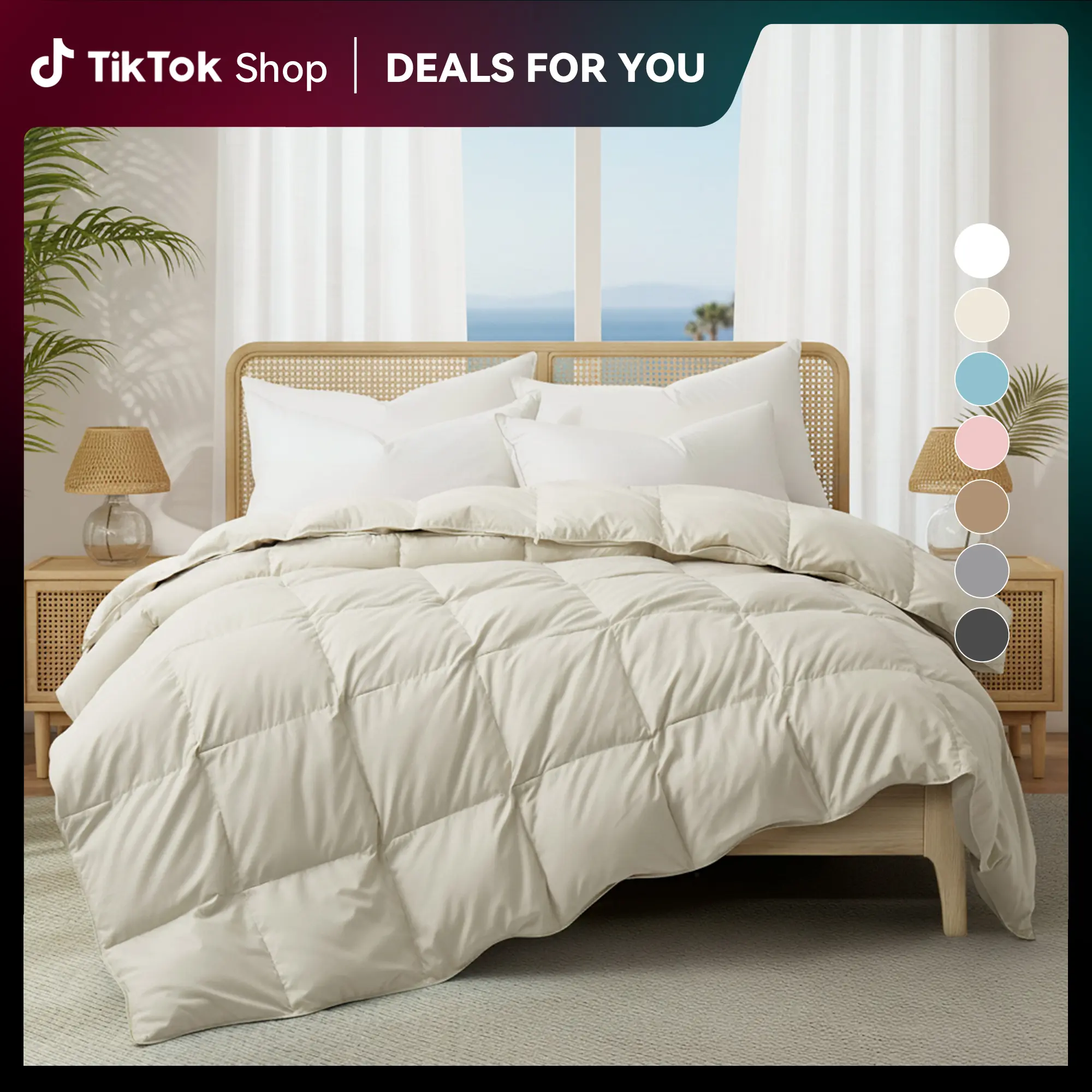 Deals For You Days | PEACE NEST All Season Duvet Insert Premium Goose Down Feather Fiber Filled Ultra Soft Fluffy Bed Comforter Soft Plush Feel Bedding Hotel Quaility Spring Lightweight Quilt Father's Day Gift