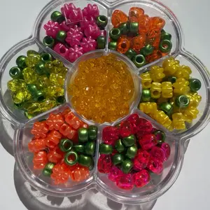 Little Luxe Co. Flower Bead Bracelet Kit | Colorful Bead Container with Bracelet String & Clasps