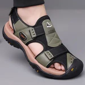 Men's Closed-Toe Hiking Sandals - Antislip, Adjustable Cross-Strap, Thick-Bottom, Quick-Dry Meshed Flat Rubber-Soled Footwear for Walking, Camping - Stylish Casual Summer New Arrival Outdoor Shoes, Antislip Men's Sandals, flip flops for men