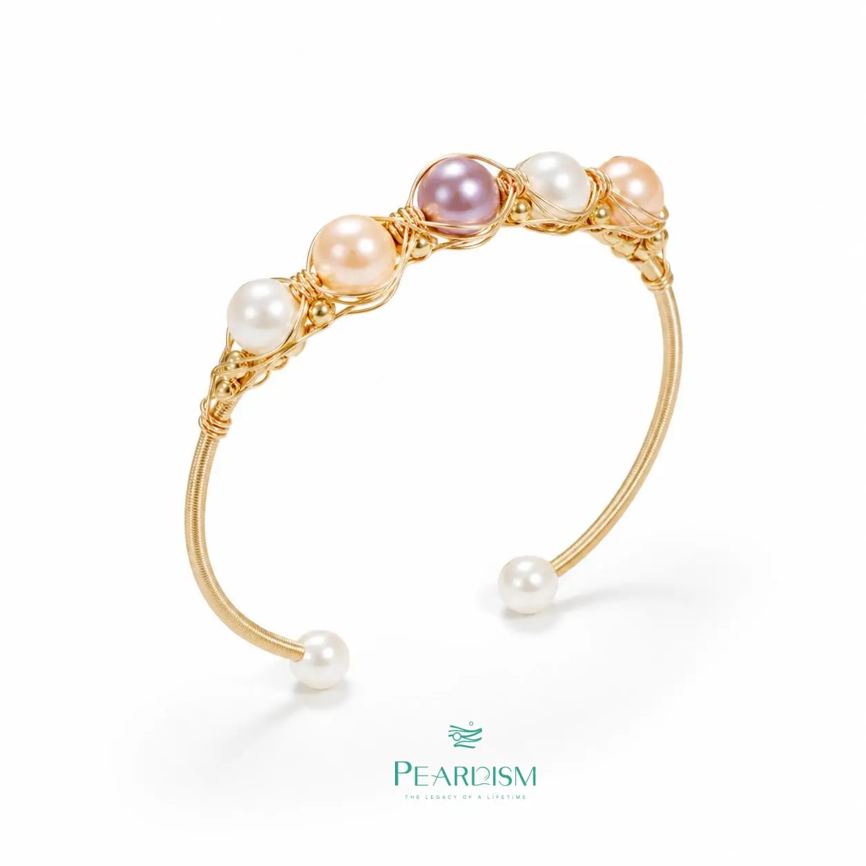 PEARLISM Dainty Gradient Pearl Bracelet | Wire-Wrapped Natural Freshwater Seedless Pearls Gift For Her-PSBG1604
