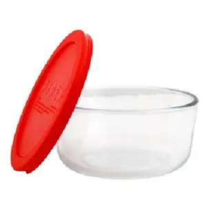 Pyrex 1075429 7 Cup Round Dish with Red Cover pack of 4