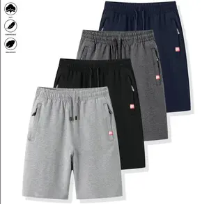 Men’s 4-Pack Casual Breathable Summer Sports Shorts with Drawstring and Zipper for Beach, Outdoor Activities, Cycling, and Everyday Wear, Active Shorts, Adjustable Shorts