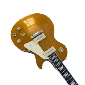 Standard electric guitar with P90 pickup, chrome hardware, body-shaped body, rosewood fingerboard, 22 frets, 6 strings.