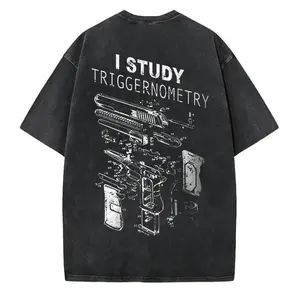 Men's Short-Sleeve Seamless Washed Cotton Triggernometry Graphic T-Shirt - Soft, Smooth Casual Streetwear for 2A Gun Enthusiasts,summervibes