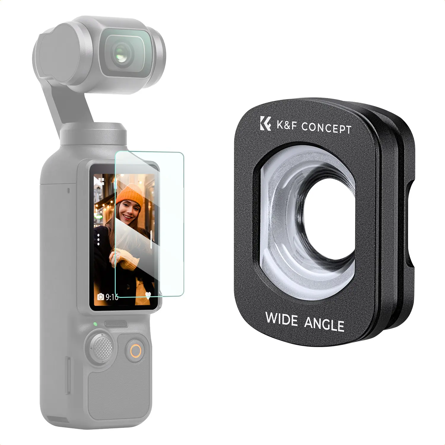 K&F CONCEPT Wide-Angle Camera Lens for DJI Osmo Pocket 3, Magnetic Attachment, Multi-Coated Optical Glass (Lenses Only), Camera Accessories, Photography Camera Accessories