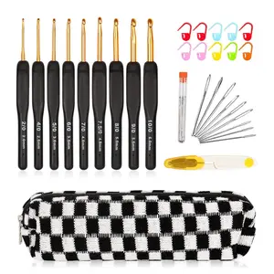 31Pcs Crochet Hook Set, Black Gold Crochet Hooks Ergonomic with Grips for Arthritic Hands, Crochets Needles Set with Knitting & Crochet Supplies, Ideal Gift for Crocheting Beginner Lover (2 mm - 6 mm) - Home Improvement.