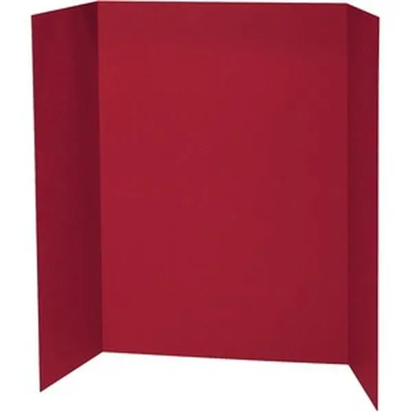Pacon PACP3770 Tri-Fold Watercolor Corrugated Cardboard Presentation Board - 48x36 in, Colored Front, Natural Kraft Back, Pack of 24 for Office Displays, Science Fairs, Front Side