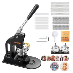 VEVOR Button Maker Machine, 2.25 in, Maker Machine with 500pcs Button Parts, Circle Cutter, Hex Wrenches and Magic Book, Ergonomic Handle, for Badges, Personalized Pins and Key Chains, Black