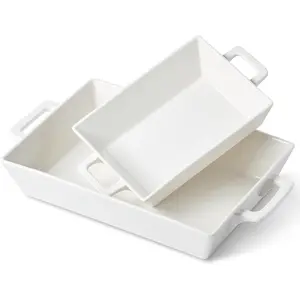 4.6&1.8 Qt Rectangular Baking Dishes, 14&9.9 Inch Deep Casserole Lasagna Pans with Handles for Cooking, Roasting, Serving, and Daily Use, Safe for Oven Dishwasher Freezer