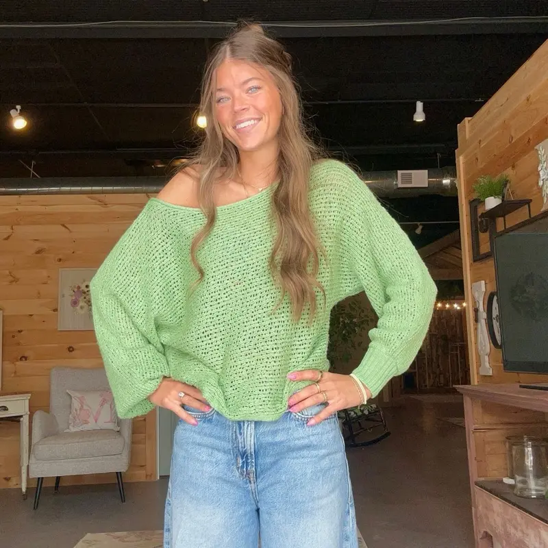 Loose Knit Jade Top