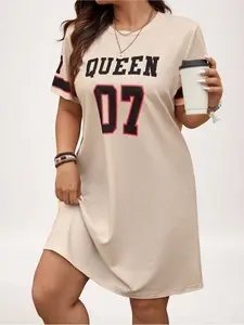 Queen 07 Vintage American Style Sweatshirt Dress, Casual Sporty Women's Clothing, Comfortable & Stylish Design, Perfect for Daily Wear