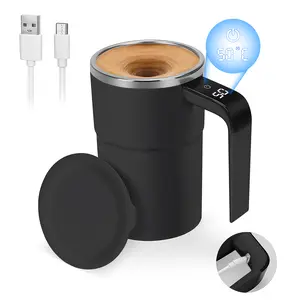 Electric self-stirring mug, rechargeable, with temperature display. Suitable for coffee, oatmeal, milk, and drinks. Ideal for office, kitchen, and travel. A gift for friends. Thermal Cup Insulated Mug