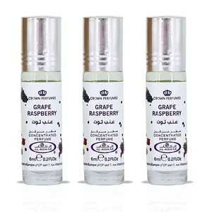 Grape Raspberry Perfume Oil CPO 6ML (0.2 OZ) By Al Rehab | Fruity, Floral, Sweet, Vibrant Fragrance. (PACK OF 3)