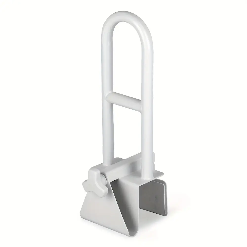 1pc-Bathtub Edge Handrail With Adjustable Clamp, 80-160mm Width, High-Strength Carbon Steel Frame, 299.83LB Load Capacity, Safety Support For Mobility-Impaired Individuals